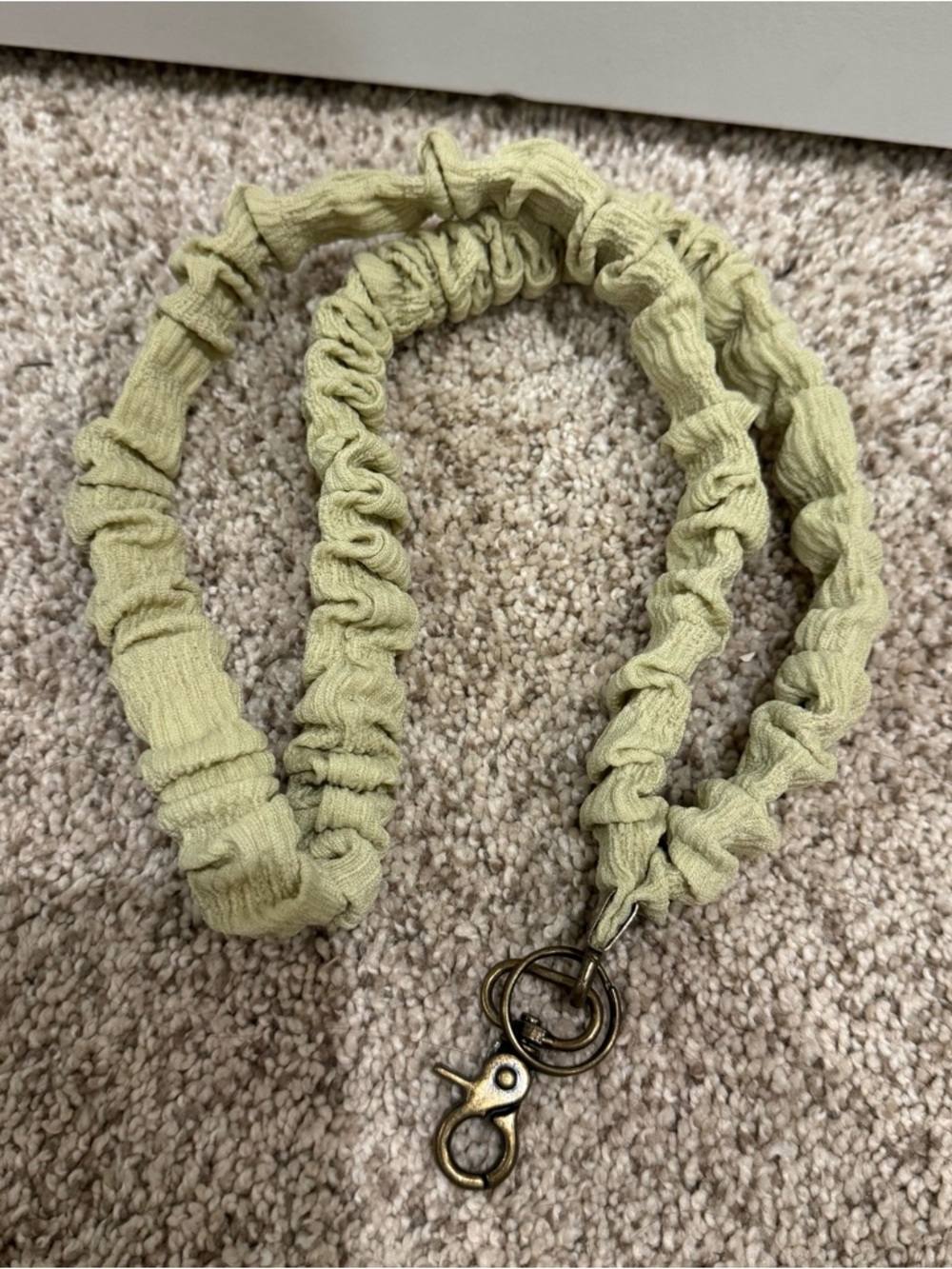 Elastic Sage Key Lanyard with Antique Brass Clip